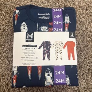 Member's Mark Baby Organic Cotton Pajama Set - Navy and Red